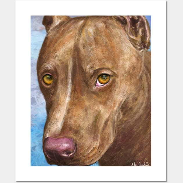 A Beautiful Red Nose Pit Bull Painting Wall Art by ibadishi